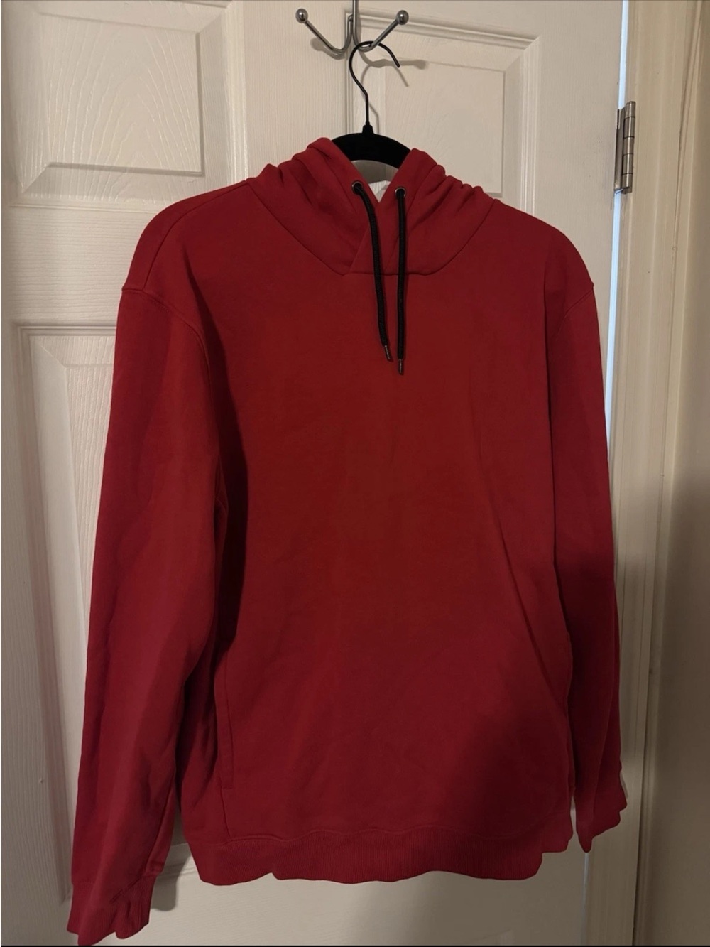 Men's Red Hooded Sweatshirt - Classic Pullover Hoodie